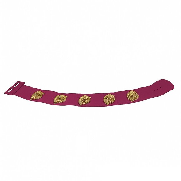 VTG Isabel Canovas Pink‎ Leather Wide Belt Designer Waist Corset Gold Rare 80\'s main image 9
